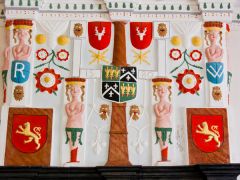 Painted fireplace overmantle