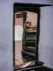 A timber spiral staircase