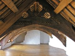 Decorated carved roof trusses