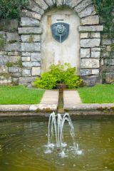 A formal garden fountain