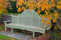 Powis Castle, Garden bench, autumn leaves
