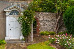 A rear side door in the garden