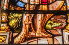Preston on Stour, St Mary's Church, Figure of a serpent, or dragon, 17th century chancel glass