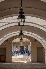 The colonnade passage between blocks at Queen's House