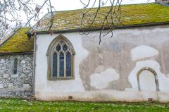 Rollestone, St Andrew's Church, Blocked north doorway, church exterior