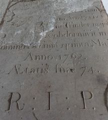 1762 grave stone set into the floor