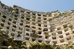 Dovecot roosting boxes built into a tower wall
