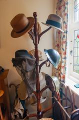 Shaw's hats on the hatstand