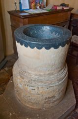 Shorncote, All Saints Church, Norman tub font