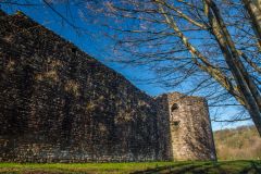 The curtain wall on the river side