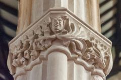 South Molton, St Mary Magdalene Church, A grimacing face amid foliage