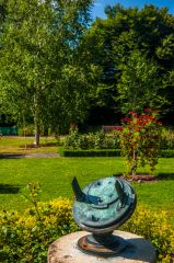 A sundial on the Rose Lawn