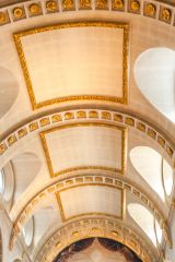 The barrel-vaulted ceiling