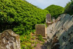 Inside the roofless chapel
