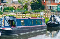 Narrowboats anchor at St Ives