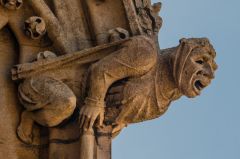 Grotesque carving on the tower
