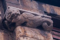 Carved column capital of a winged beast