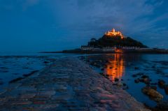 The causeway to St Michael's Mount at night