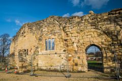 The south wall of the priory, from the cloister garden