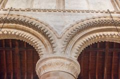 The beautifully carved Norman arcade in Steyning church
