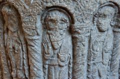 Stoneleigh, St Mary's Church, Norman font carving detail