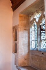 Chancel, 12th century piscina and 13th century credence shelf