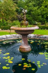 A water fountain in the formal gardens