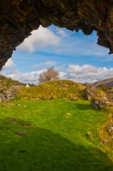 Looking through the west doorway into the castle