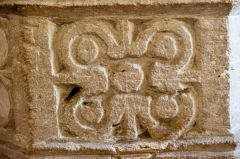 Carved panel on the font