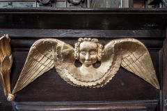 Gilded decoration on the chaplain's desk in the chapel