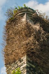 The corbelled tower of the tower house