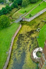 Looking down into the moat