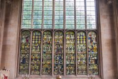 The east window and medieval stained glass