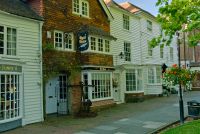 Weather-boarded High Street shops