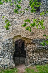 A ground-floor blocked entrance door