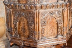Carved panelling on the pulpit