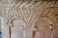 Carving detail on the font rim