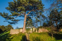 The outer bailey wall and ditch