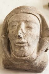 Carved head of Emma Luvel de Peri, 1175