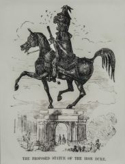 A cartoon lampooning the original Wellington statue