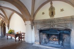 Medieval fireplace in the entrance hall