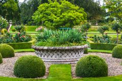 Formal terrace gardens beside the house