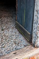 The entrance and cobbled floor