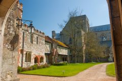 Entering the almshouse cloisters