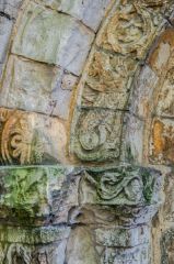 Carved capitals on the Norman doorway
