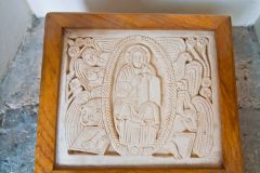 St Agilbert replica carving