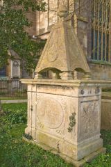 An unusual pyramidal tomb in the churchyard