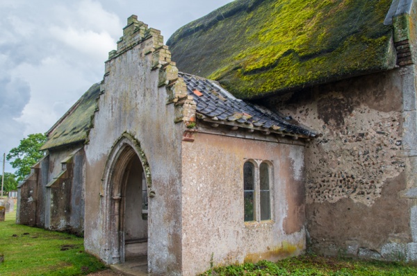 The gabled north porch