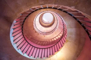 Looking up inside the Tower staircase