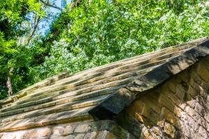 The heavy stone roof
